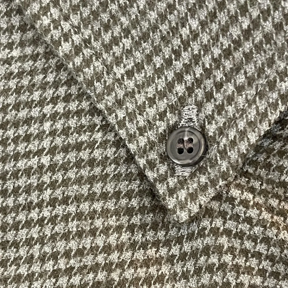 Banana Republic Shirt Mens Large Gray Houndstooth‎ Long Sleeve Button Down